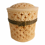 Carved Cow Bone Rosette Pillbox