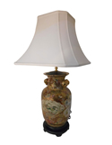 30"H Satsuma Table Lamp With Gold Peach Handles