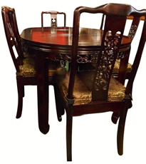 Solid Wood Dining Table and Chair Set Traditional Hand Carved Design