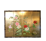 Gold Leaf Bird , Flower and Rock Asian Art Painting