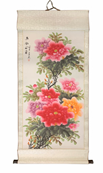Chinese Silk Scroll Chrysanthemums