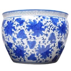Blue and White Porcelain Jardiniere for Indoor or Outdoor Use