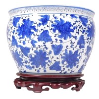 Blue and White Porcelain Jardiniere for Indoor or Outdoor Use