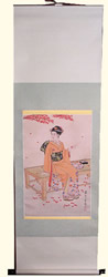 Asain Silk scroll: Geisha Sitting On Pad