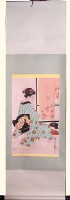 Oriental Silk Geisha Scroll 64"H