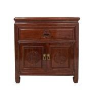 Carved Chinese End Table Rounded Peking Style Carved Chinese End Table Rounded Peking Style