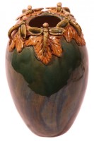11"H Ceramic Hand Carved Dragon Fly Vase