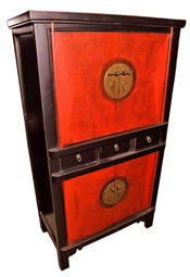 59"H Chinese Chest On Chest Finished In Two Tone Lacquer