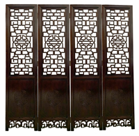 Rosewood Asian Carved Room Divider With Chinese Long Life