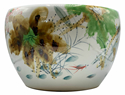 Taiwan Brush Painted Porcelain Planter with Water Lily Design