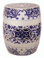 15"H Oriental Blue and White Garden Stool