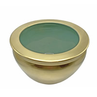 Chinese Porcelain Fishbowl Planters in Gold and Celadon