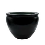 Chinese Porcelain Fishbowl Planters in Solid Black and Celadon