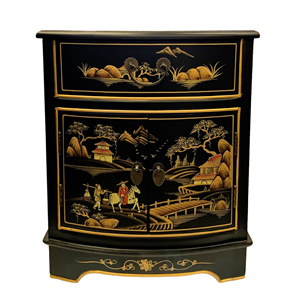 Oriental End Table Antique With Landscape