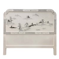Oriental Headboard with Mountain Landscape