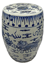 Oriental Garden Stool with Guardian Lions