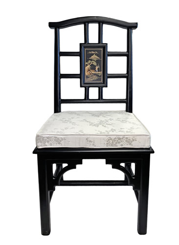 Carved Oriental Chair Hand Painted Oriental Landscape