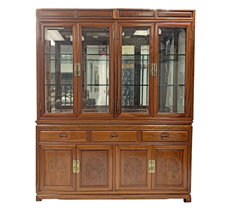 Oriental Rosewood China Cabinet Hand Carved Long Life Design
