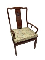 Oriental Arm Chair Carved Rosewood