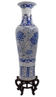 Blue & White Standing Porcelain Vase, 54" High