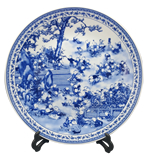 Blue and White Porcelain Plate with Children Playing