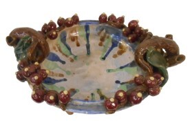 15" W. Hand Carved Pinched Ceramic table Bowl 15" W. Hand Carved Pinched Ceramic table Bowl