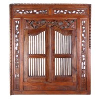 Hand Carved Mirror Bali Design with Doors