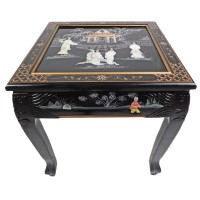 Dragon Leg Oriental End Table Inlaid Pearl with Gloss Lacquer