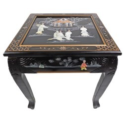 Dragon Leg Oriental End Table Inlaid Pearl with Gloss Lacquer