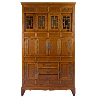 Korean Kitchen Chest with Lattice Carved Doors