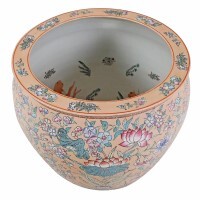 Lotus Planter Chinese Porcelain Vintage 20" Wide Lotus Planter Chinese Porcelain Vintage 20" Wide