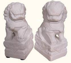 Marble Foo Dog Statues 5"