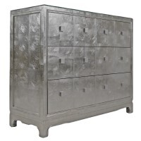 Asian Chest of Drawers in Silver Leaf Lacquer Finish