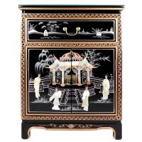 Black Lacquer 30" High Shoe Cabinet 14" Deep with Mother of Pearl Black Lacquer 30" High Shoe Cabinet 14" Deep with Mother of Pearl