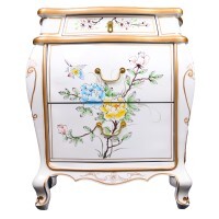 Lacquered Bombe Chest with Three Drawers, 27 Inch High