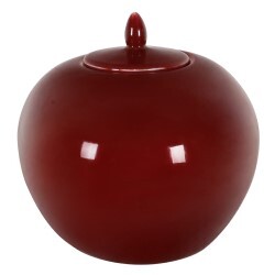 Chinese Porcelain Onion Jar in Ox Blood Red with Removable Lid Top