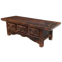 Antique Meditation Table Hand Craved Florals