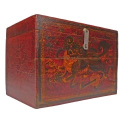 Antique Chinese Box Painted Foo Dog