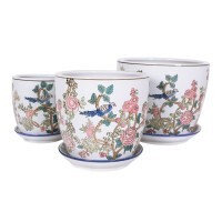 Colorful Porcelain Planter Set of Three Colorful Porcelain Planter Set of Three