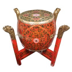 Ceremonial Drum and Carved Stand for Accent Table Use