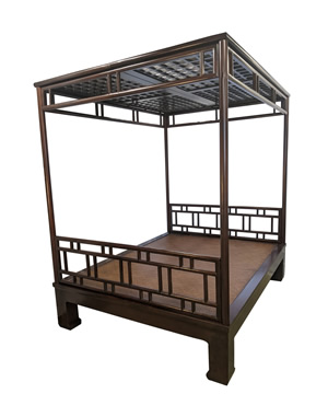 Lattice Carved Chinese Wedding Canopy Bed
