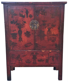 Hand Painted Chinese Elmwood Antique Cabinet