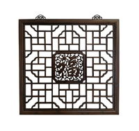 Oriental Window Wooden Carved Panel 31 Inch