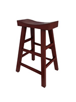 Elmwood Moon Stool With Oriental Red Finish