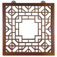 Mirror within Decorative Wooden Lattice Design 34"W