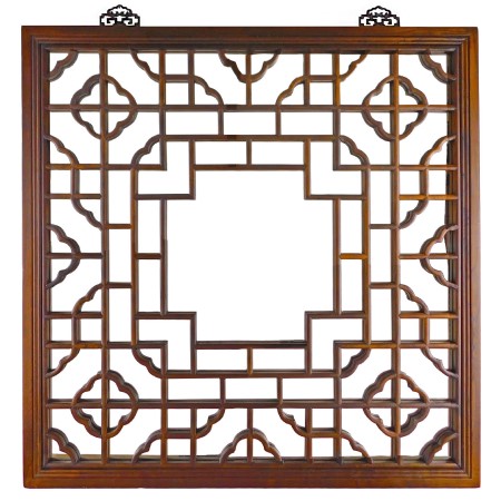 Mirror within Decorative Wooden Lattice Design 34"W