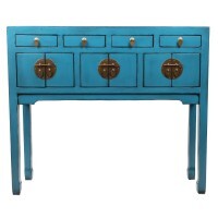 Chinese Console Table Lady Chest in Turquoise Lacquer Chinese Console Table Lady Chest in Turquoise Lacquer