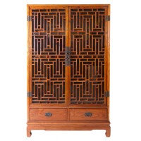 Rosewood Lattice Tall Cabinet with Glass Doors