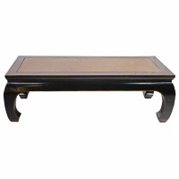 Oriental Coffee Table with Rattan Top