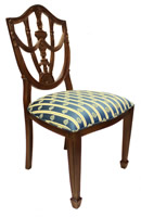 Hand Carved French Style Pila Side Chair with Vanilla, Gold and Green Cushion